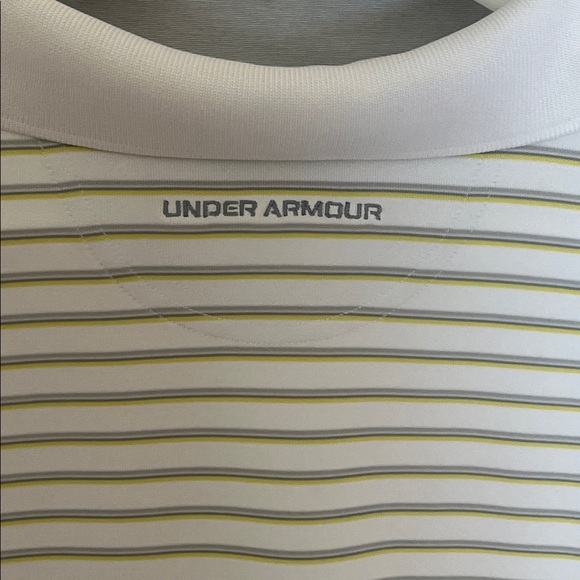 Men's Under Armour Loose Heat Gear Sz XL Polo Shirt Short Sleeve Striped - Picture 9 of 14